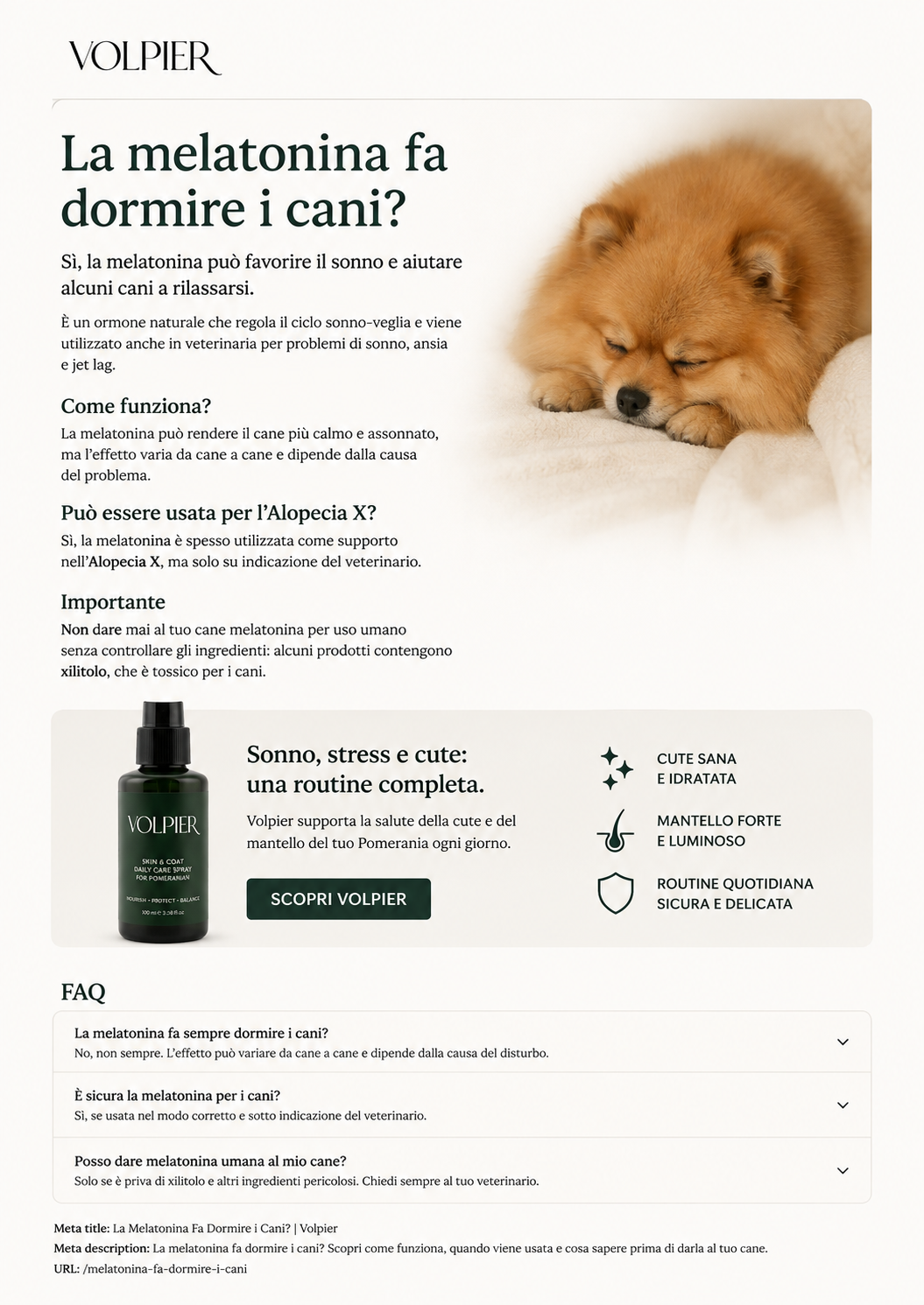 La melatonina fa dormire i cani?